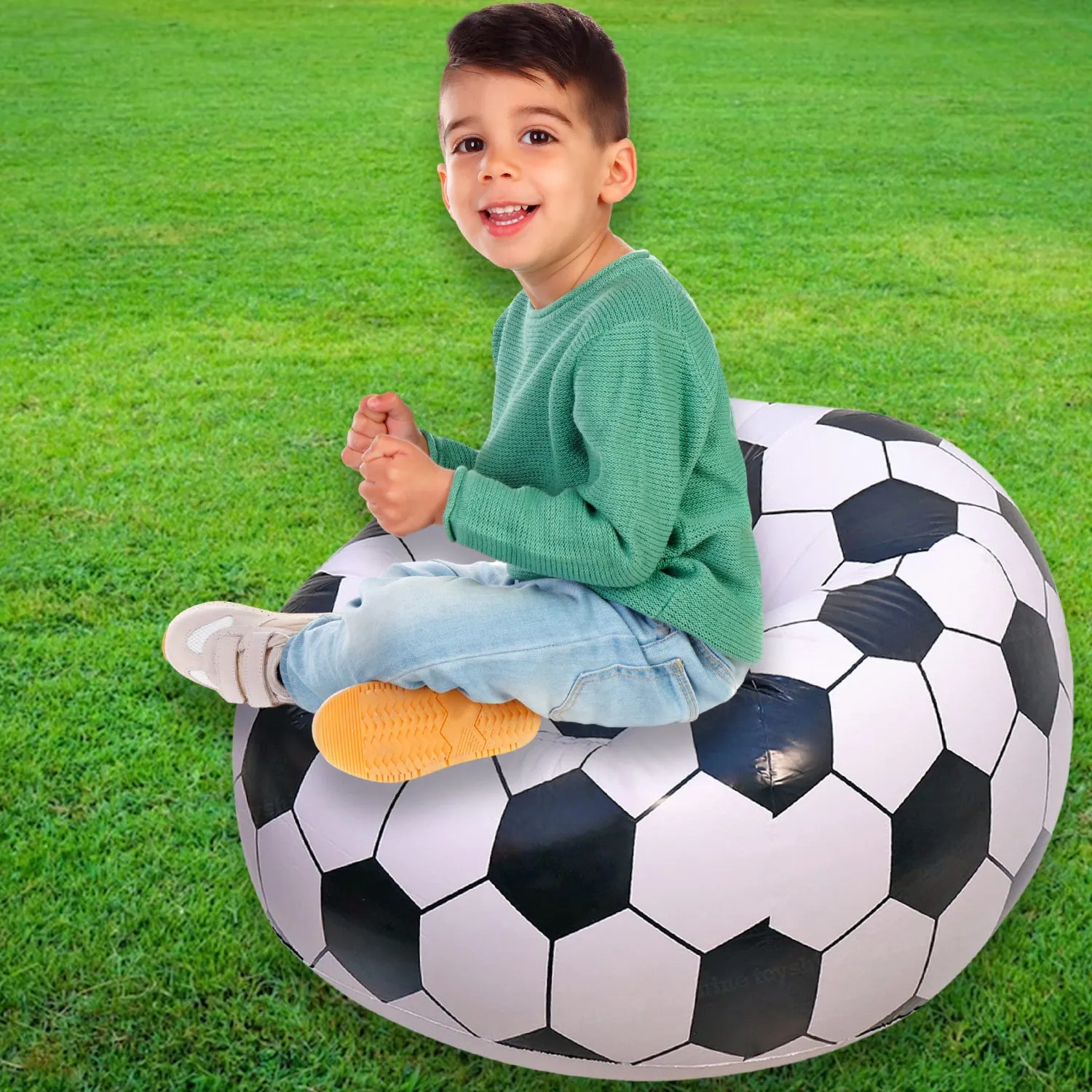 17732 Football Sofa Cartoon Style Inflatable Folding Chair Soccer Ball Chair Inflatable Sofa For Adults Kids Size 110cm X 80cm