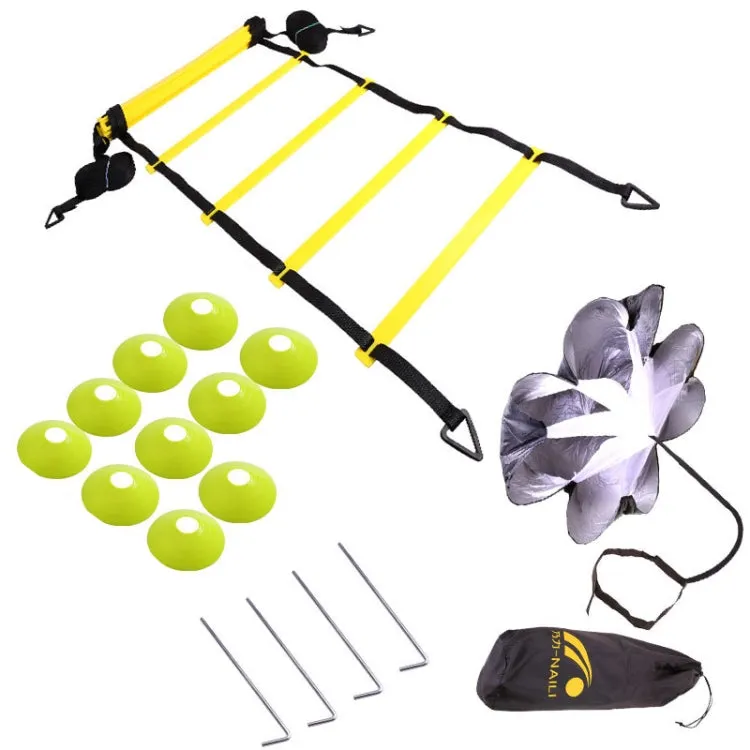 23 In 1 Football Training Agility Ladder   Logo Disc   Drag Umbrella Set( Fluorescent Green)