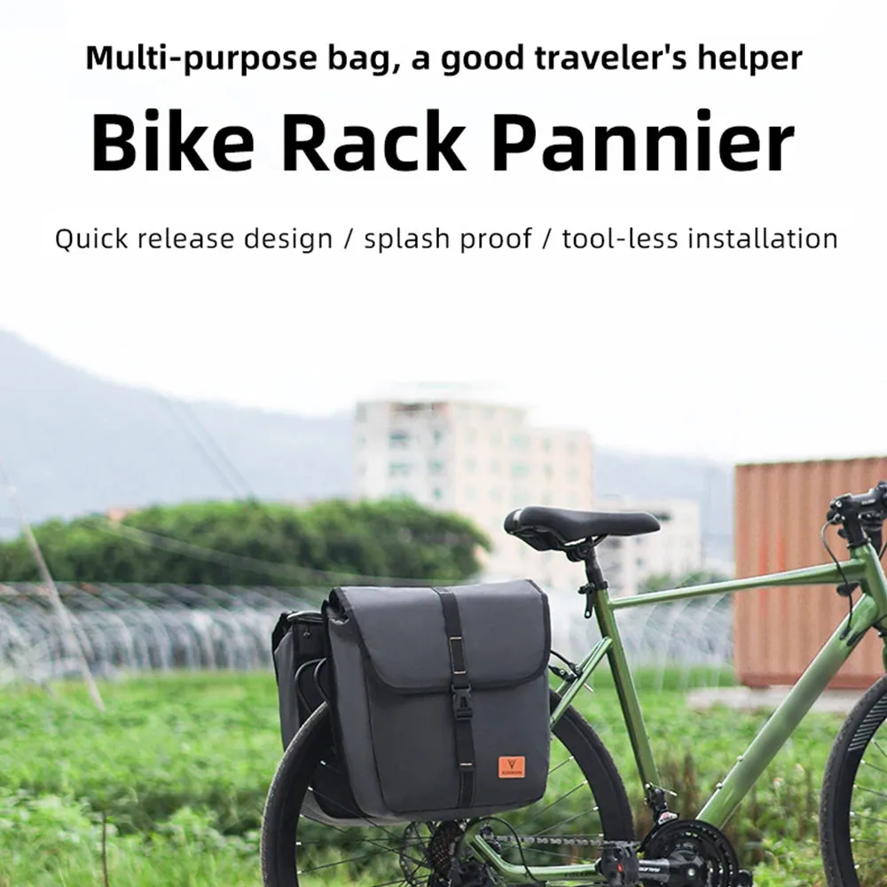 2pcs Waterproof Bike Panniers Bag Large Capacity Bicycle Rear Seat Bag Flip-top Bag for Bike Rear Rack