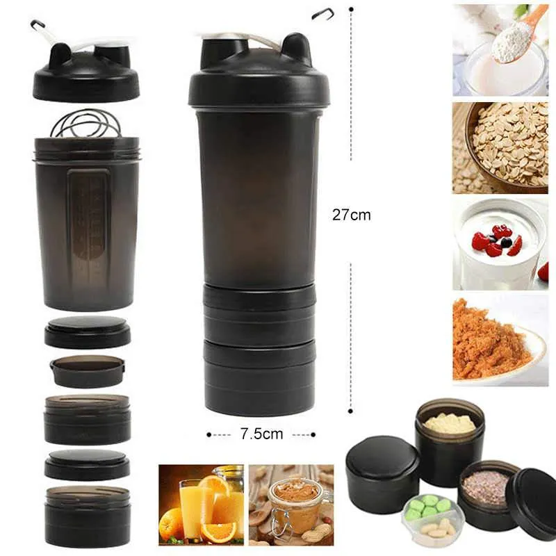 3 Layer Protein Shaker Bottle