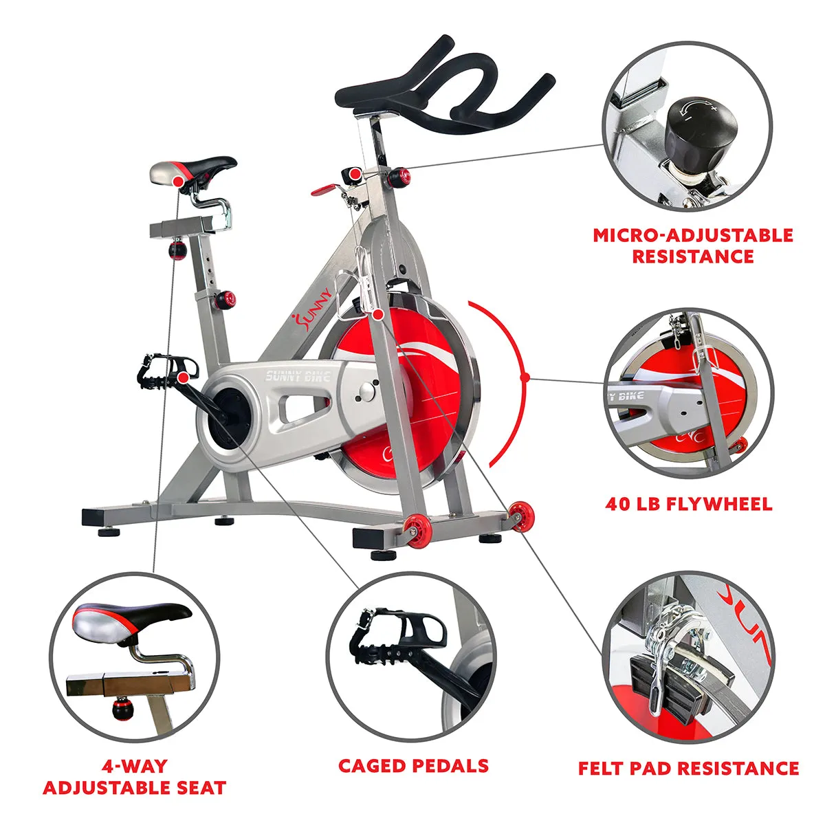 40 lb Flywheel Belt Drive Stationary Pro Indoor Cycling Bike