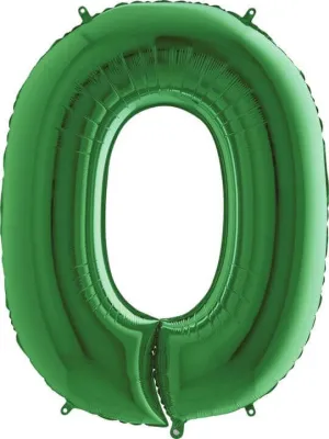 40" Number '0' Mylar Balloon - Green