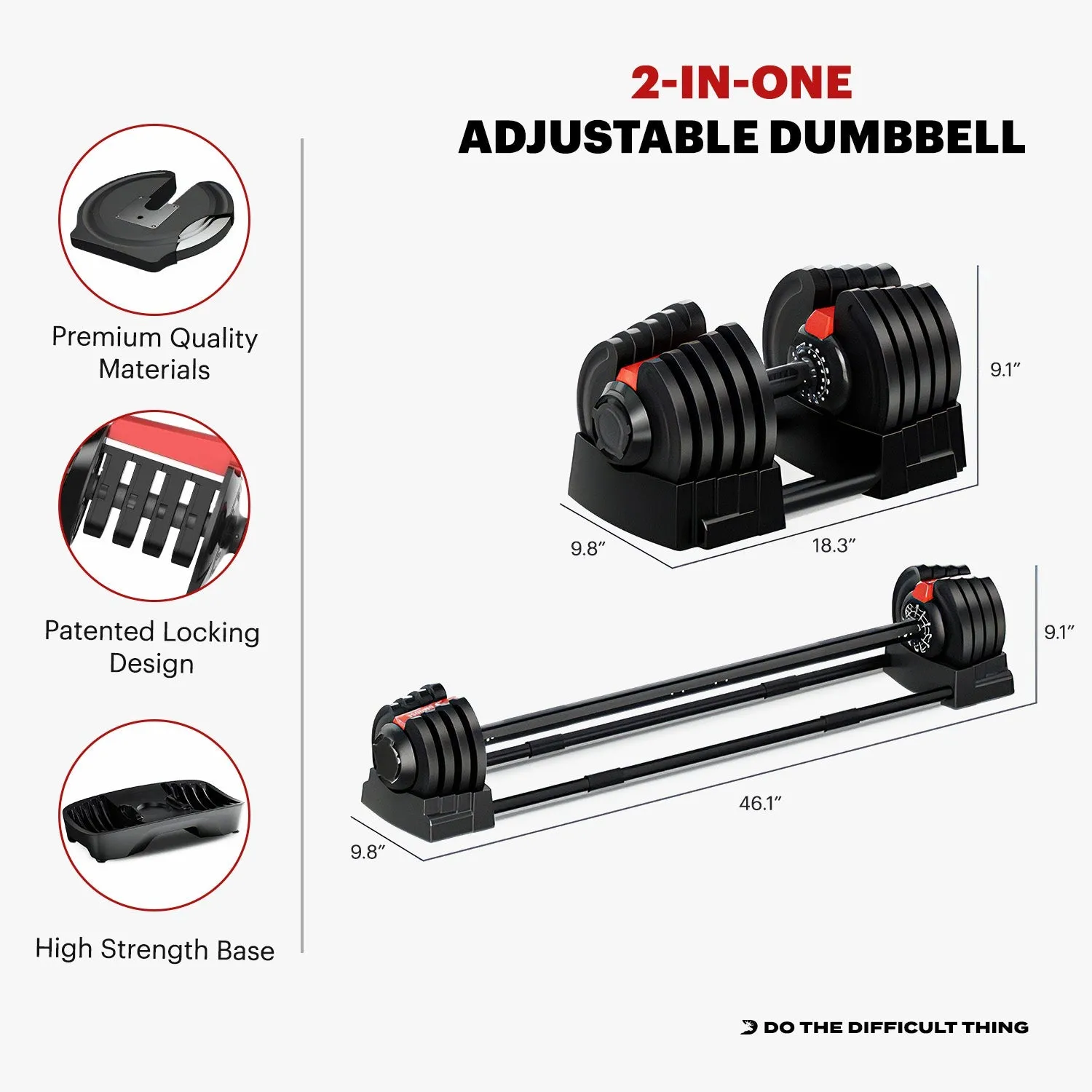 90 lb Adjustable Dumbbell & Barbell Set