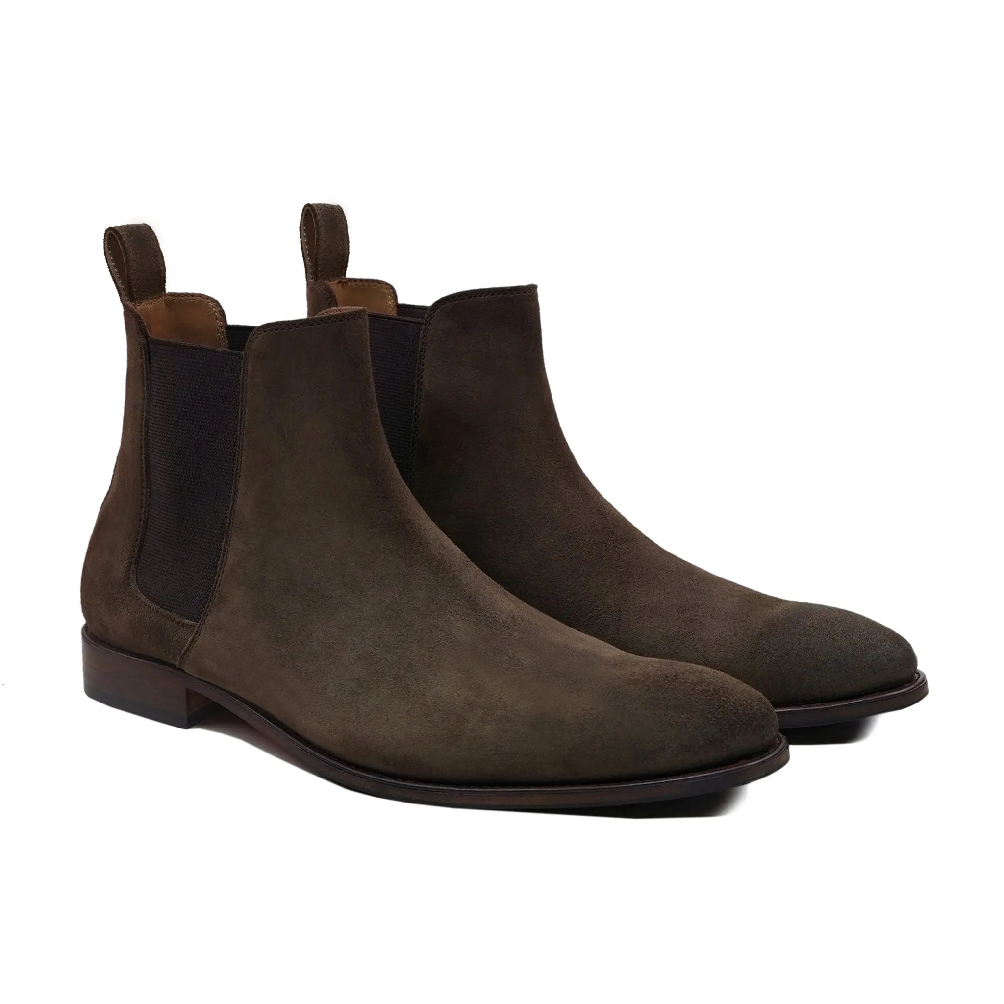 Aalst - Men's Dark Brown Kid Suede Chelsea Boot