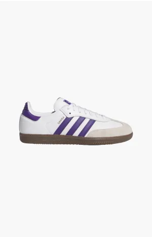 Adidas Samba Adv Shoes, White/Purple/Gold