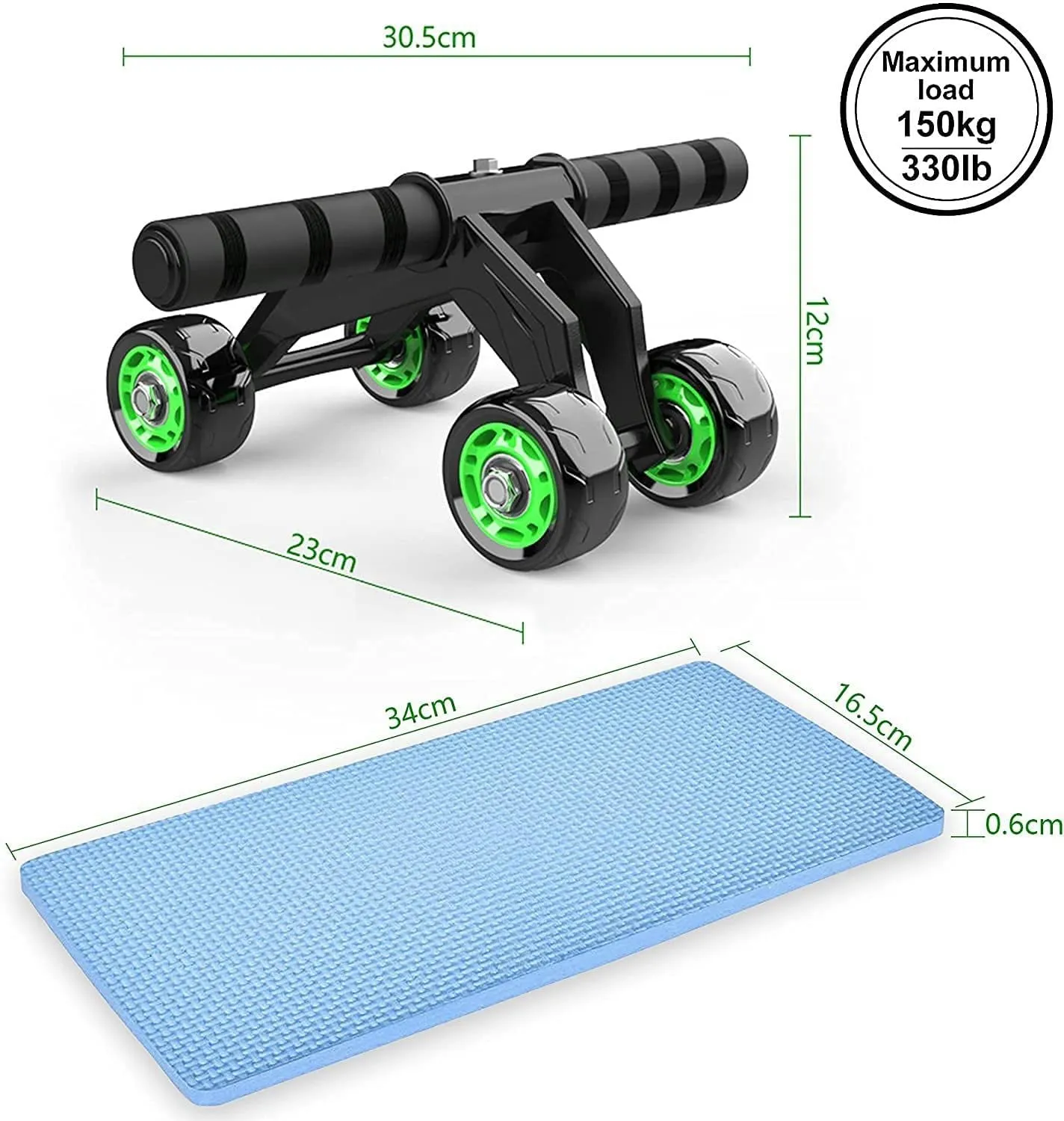 ALYV 4 Wheel Ab Roller | Green