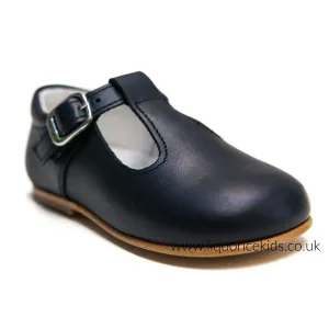 Andanines Boys Leather Navy T-Bar Shoe