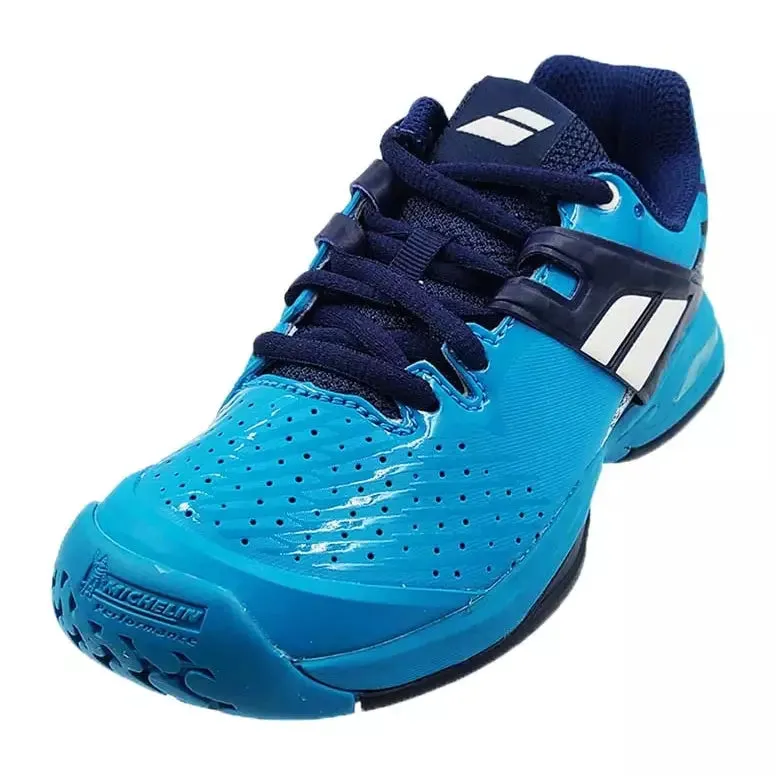 Babolat Propulse All Court Kids & Women White Blue Marine Handball Volleyball Tennis Shoes