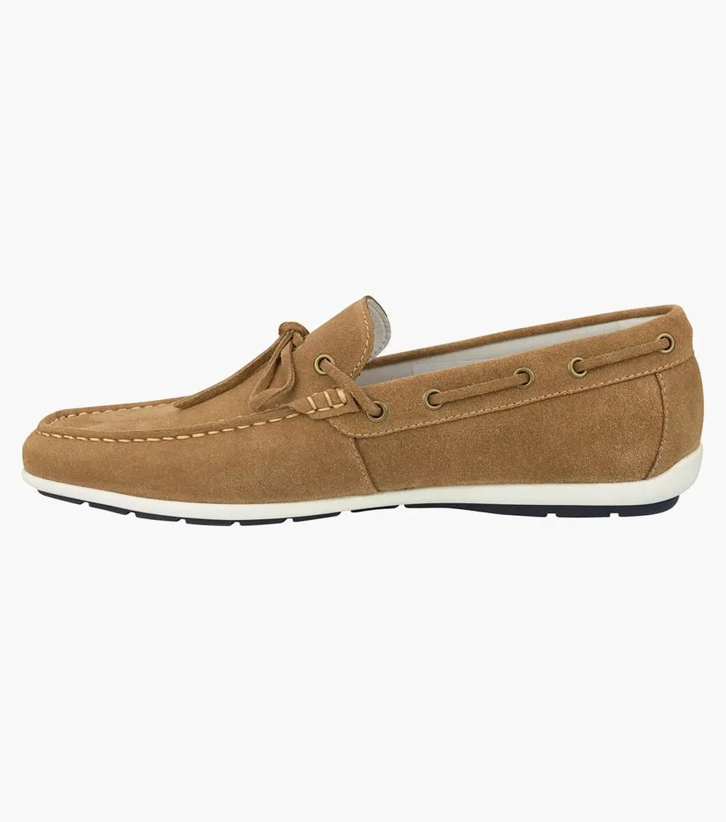 Bermuda Tie Moc Toe Boat Shoe - Tan Suede