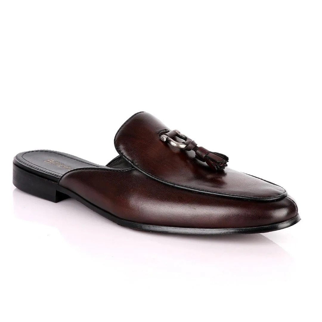 Billionaire Couture Tassel Plain Coffee Leather Shoe