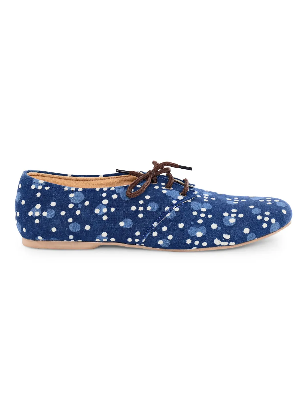 Blue Dabu Print Casual Oxfords