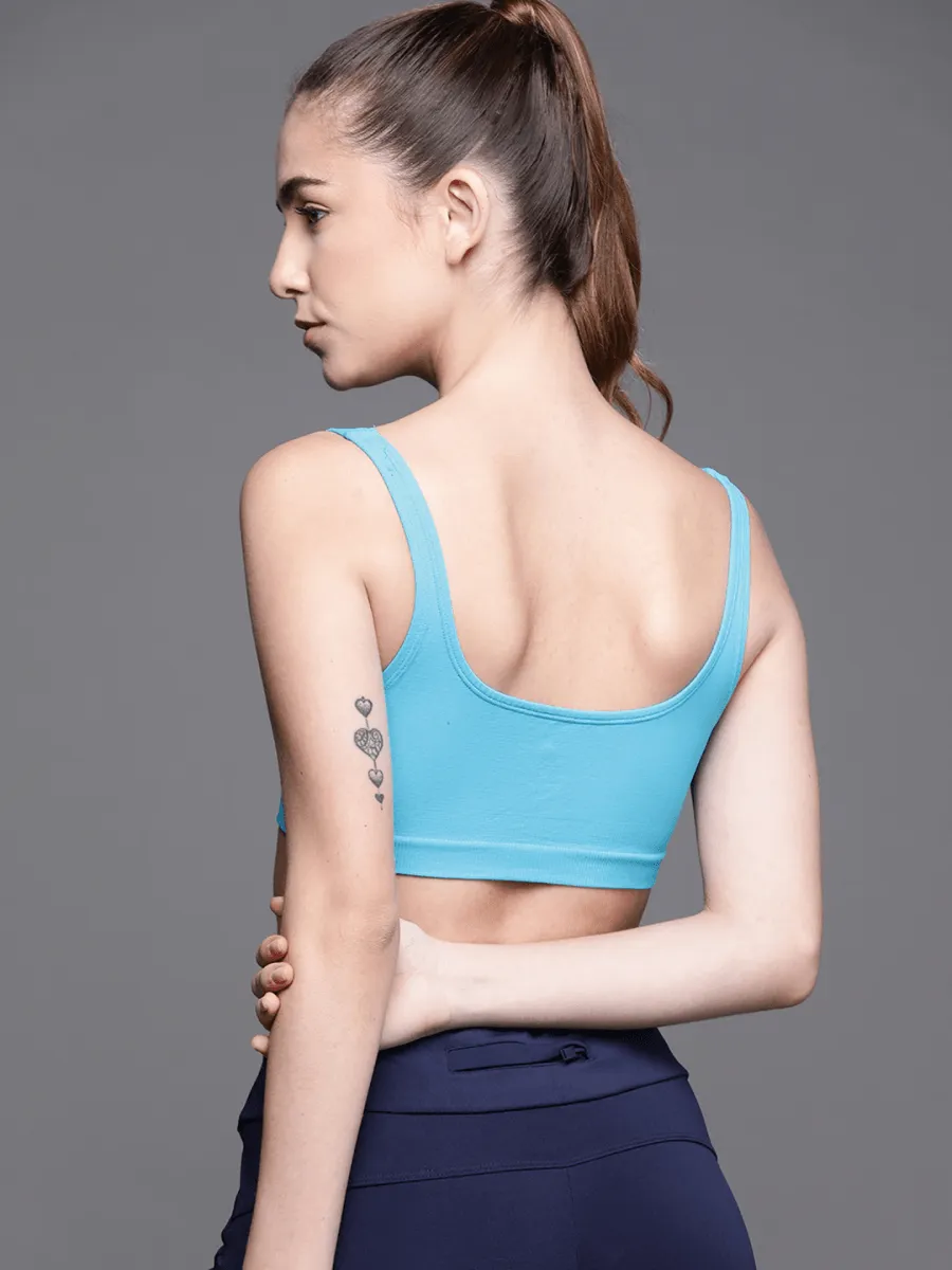 BLUE NON WIRED NON PADDED SPORT BRA