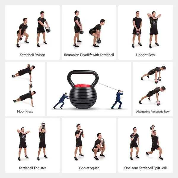 Body Fit Adjustable Kettle Bell With Safe Lock System Up To 18Kg