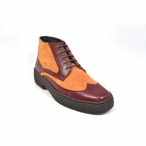 British Walkers Wingtip Men's Two Tone Burgundy and Rust Leather