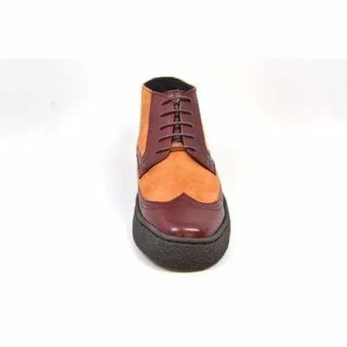 British Walkers Wingtip Men's Two Tone Burgundy and Rust Leather