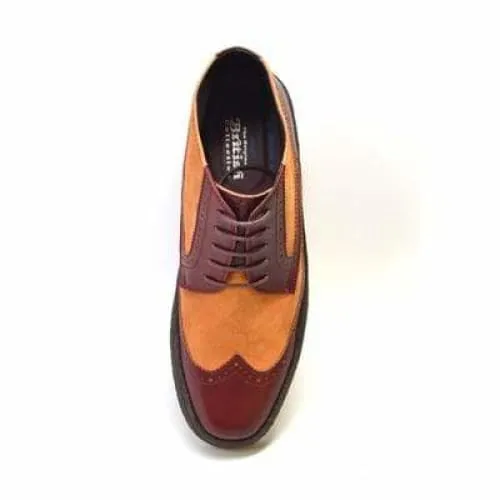 British Walkers Wingtip Men's Two Tone Burgundy and Rust Leather