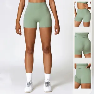 Brushed Tight Yoga Shorts Women's High Waist Belly Contracting Fitness Pants