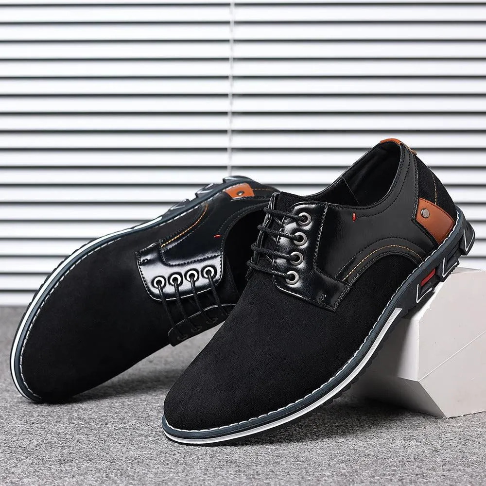 Casual Leather Shoes Men's Round Head Lace-up Non-slip