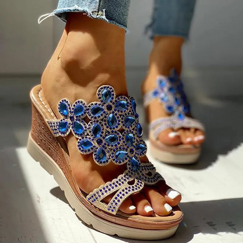 Casual Rhinestone Opend Wedges Shoes