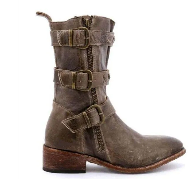 Casual Winter Low Square Heel Knight Mid Boots