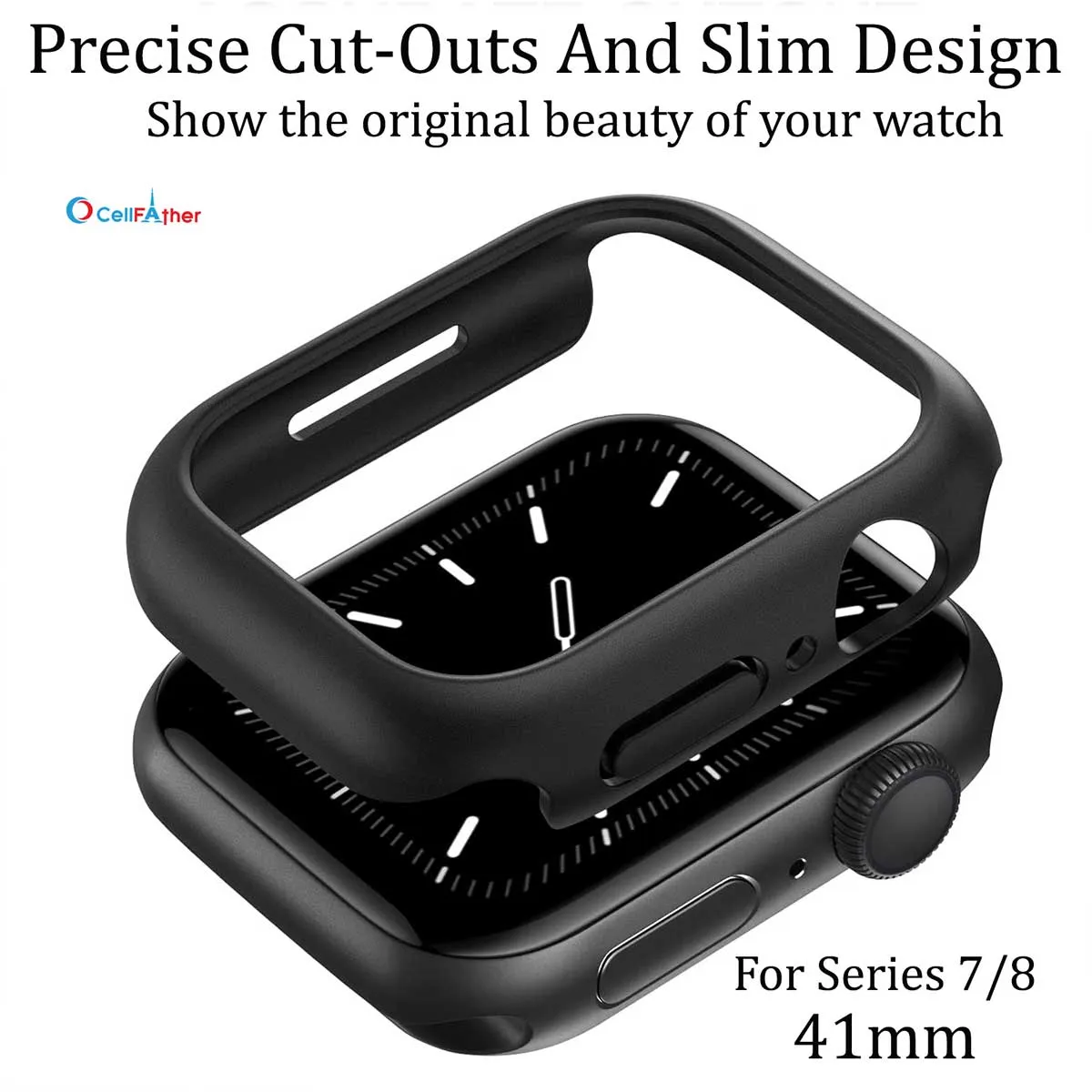 CellFAther Apple Watch Protective Case For series 7/8 (41mm)-Black