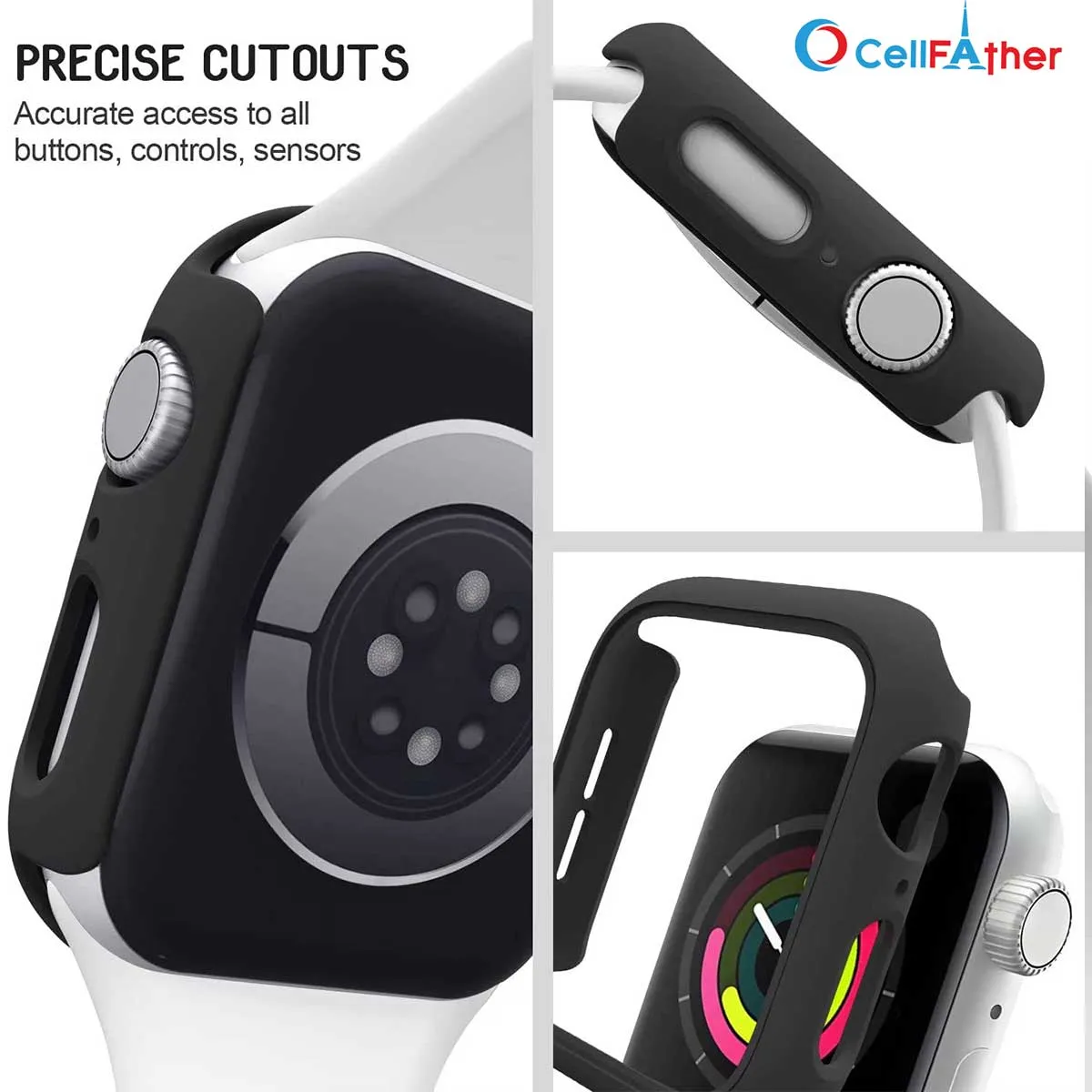 CellFAther Apple Watch Protective Case For series 7/8 (41mm)-Black