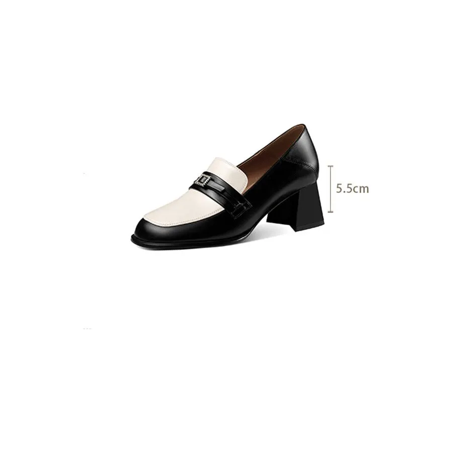 Chic Cow Leather Round Toe Slip-On Shoes