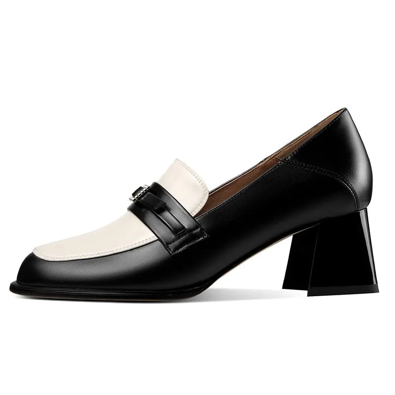 Chic Cow Leather Round Toe Slip-On Shoes