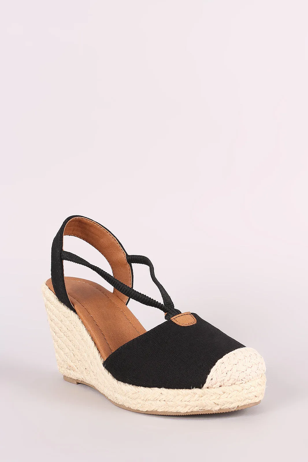 City Classified Linen Round Toe Espadrille Platform Wedge