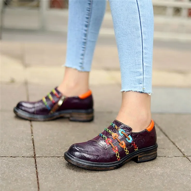 Colorful CrocLuxe Leather Round Toe Fashion Flats