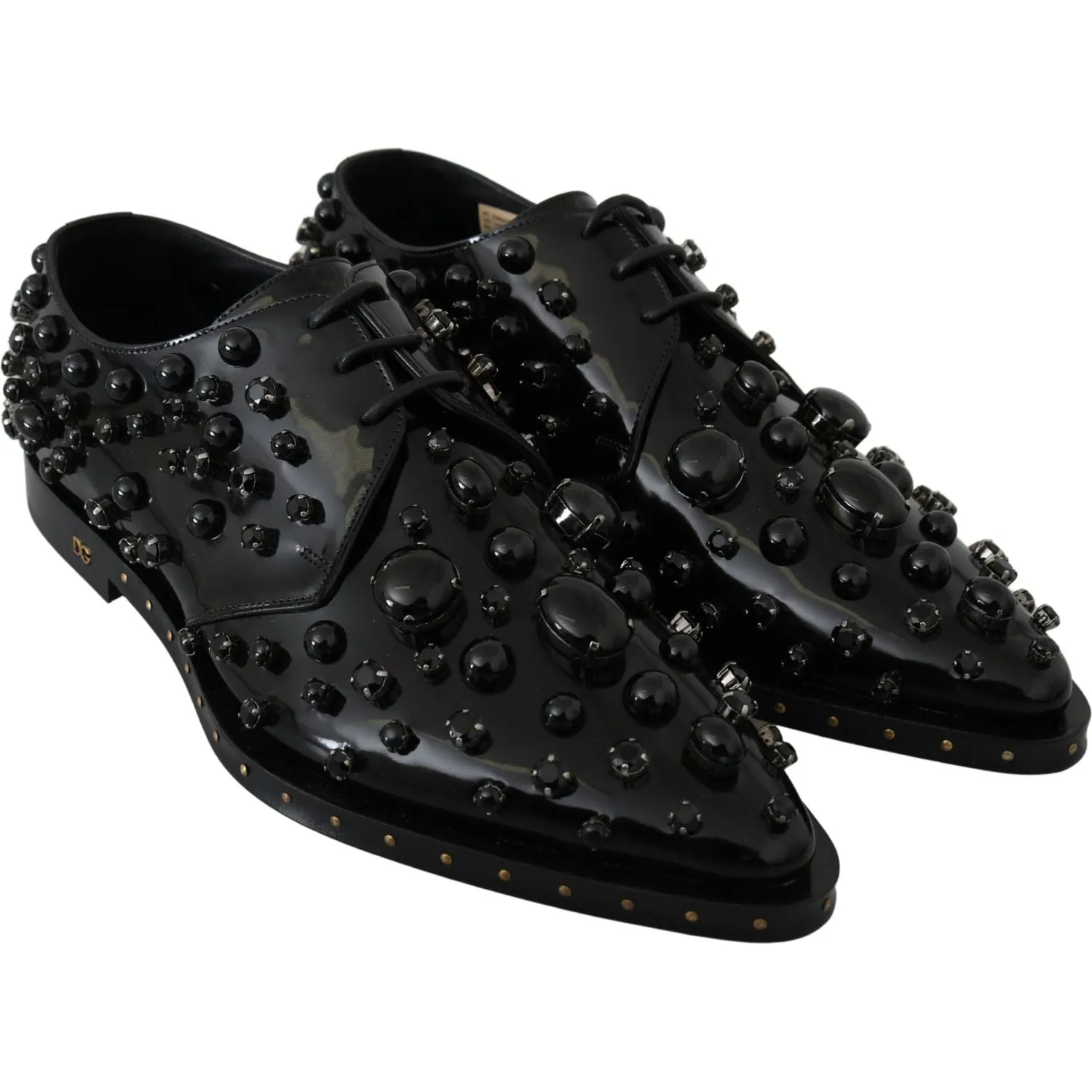 Dolce & Gabbana Elegant Black Dress Shoes with Crystals