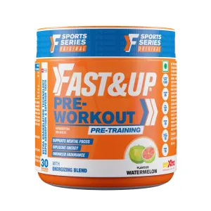 Fast&Up Pre-Workout Supplement (300gms-30 Servings, Watermelon Flavour), Pre Workout Supplement For Men & Women with B-Alanine, Creatine, Taurine For Performance & Energy Boost