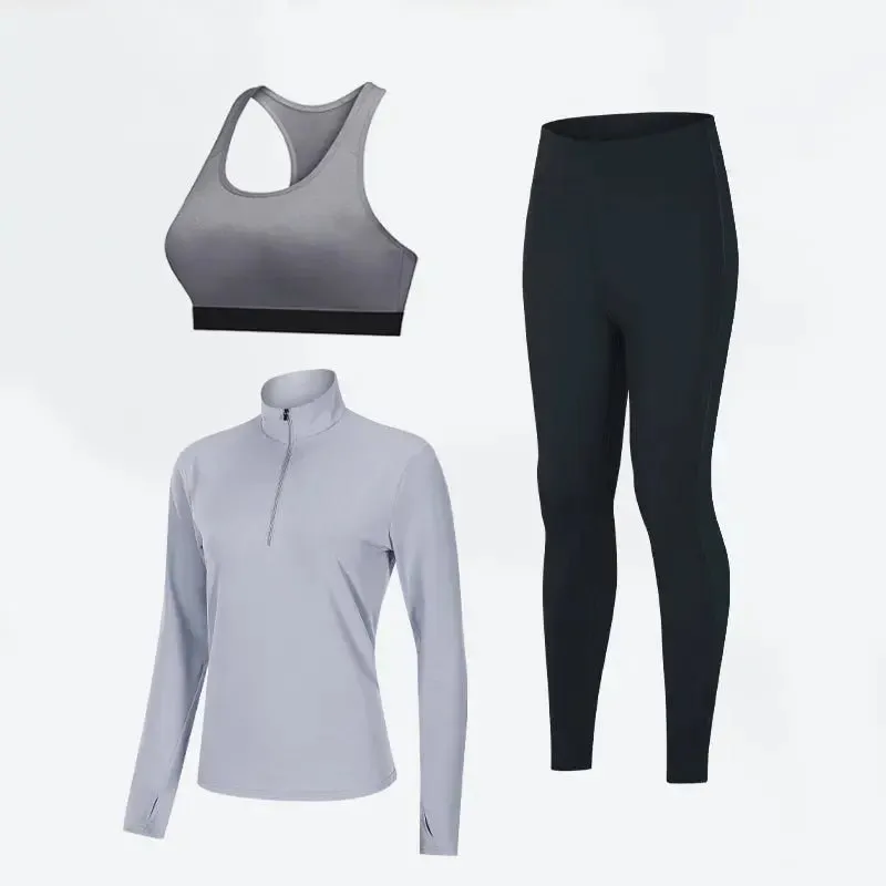 Fitness wear for women gym and workout clothing breathable sport tops yoga Bra and leggings 3 pieces set