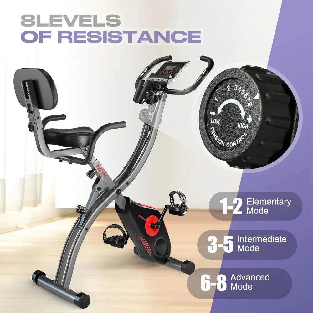 Folding Exercise Bike: Adjustable, Portable, Multi-Mode Stationary Cycling