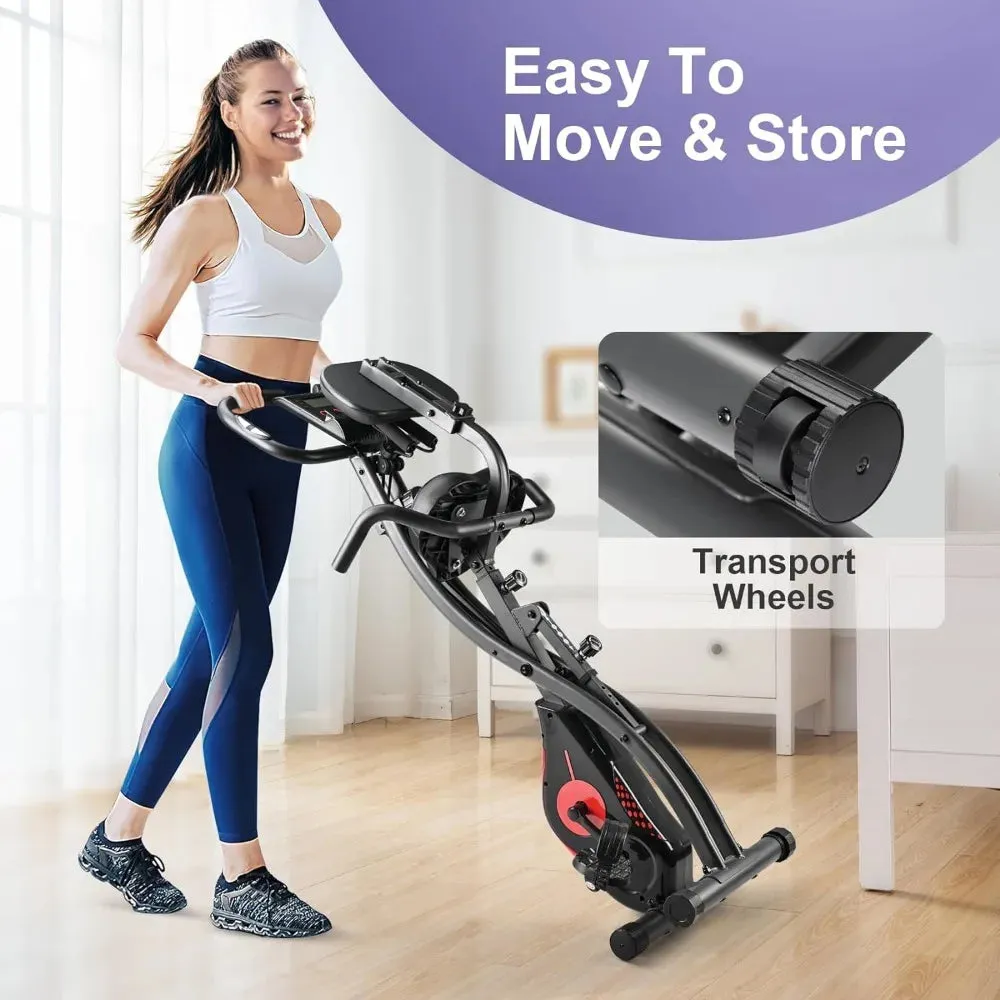 Folding Exercise Bike: Adjustable, Portable, Multi-Mode Stationary Cycling