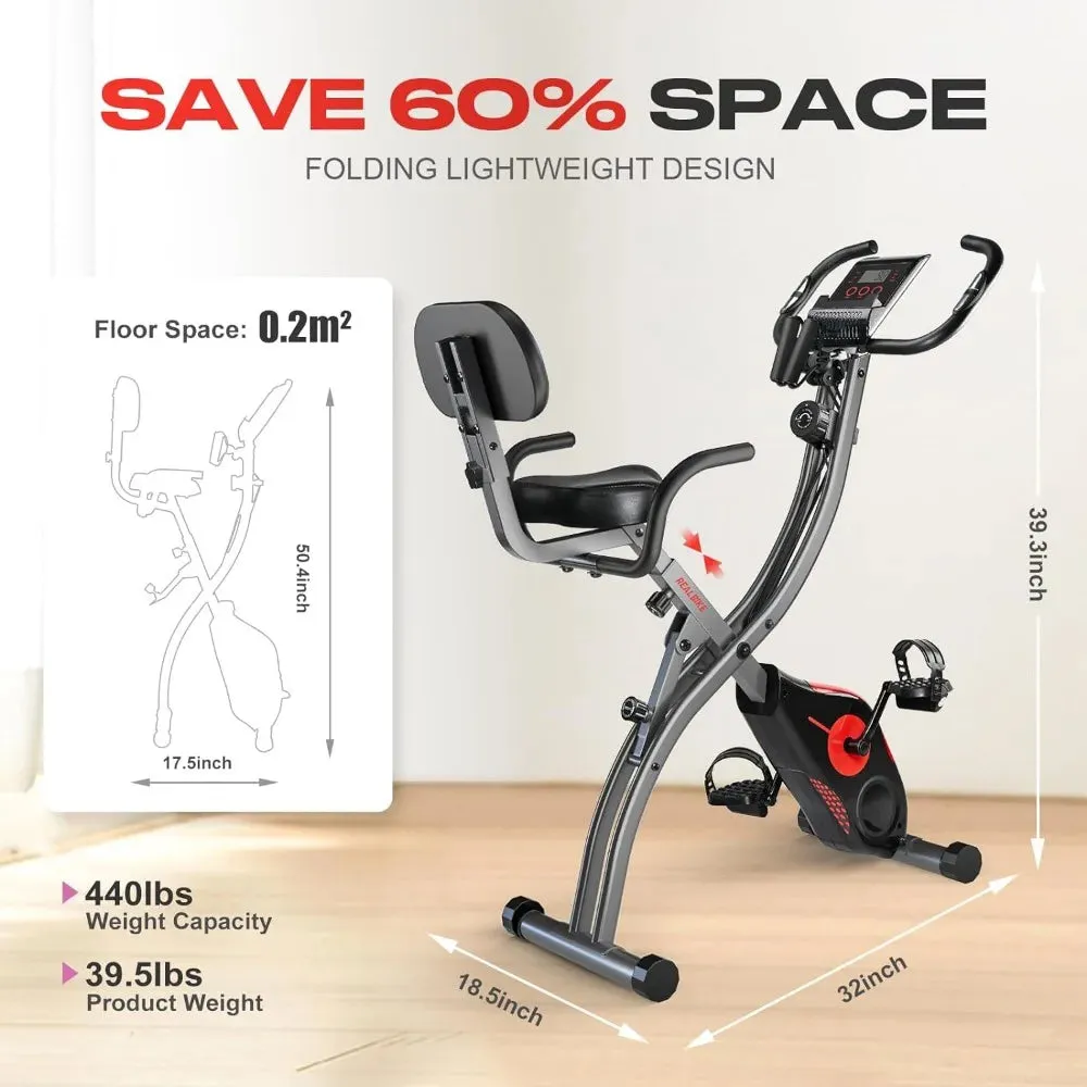 Folding Exercise Bike: Adjustable, Portable, Multi-Mode Stationary Cycling