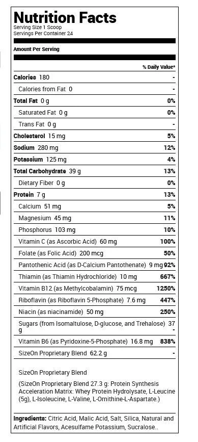 Gaspari Nutrition SizeOn Max Performance Artic Lemon Ice 3.49 lb Powder