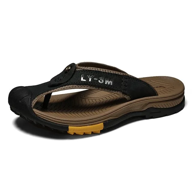 Genuine Leather Slippers Men Casual Flip Flop