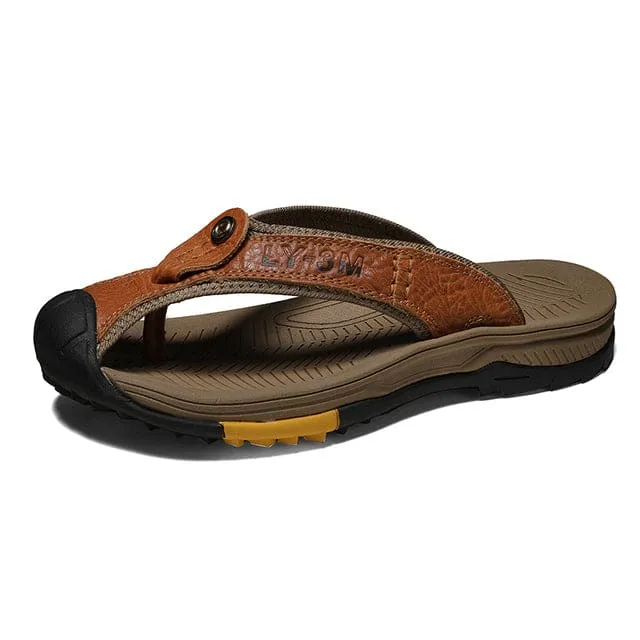 Genuine Leather Slippers Men Casual Flip Flop