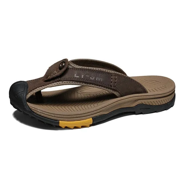 Genuine Leather Slippers Men Casual Flip Flop