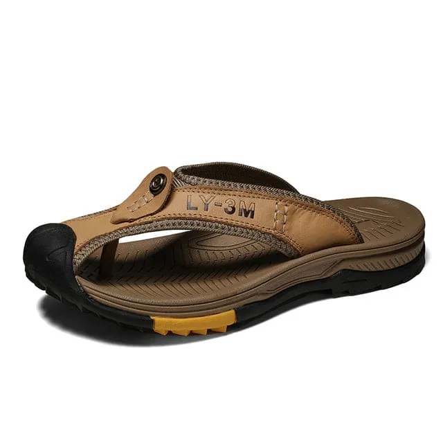 Genuine Leather Slippers Men Casual Flip Flop