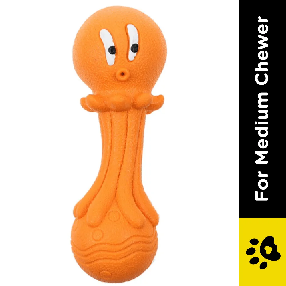 Goofy Tails Squeaky Octopus Chew Toy for Dogs (Orange)