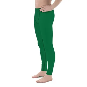 Green Solid Color Best Meggings, Green Solid Color Men's Leggings Compression Tights-Made in USA/EU