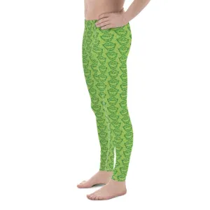 Green St. Patrick's Day Smile Lips Print Men's Leggings Meggings Tights- Made in USA/MX/EU