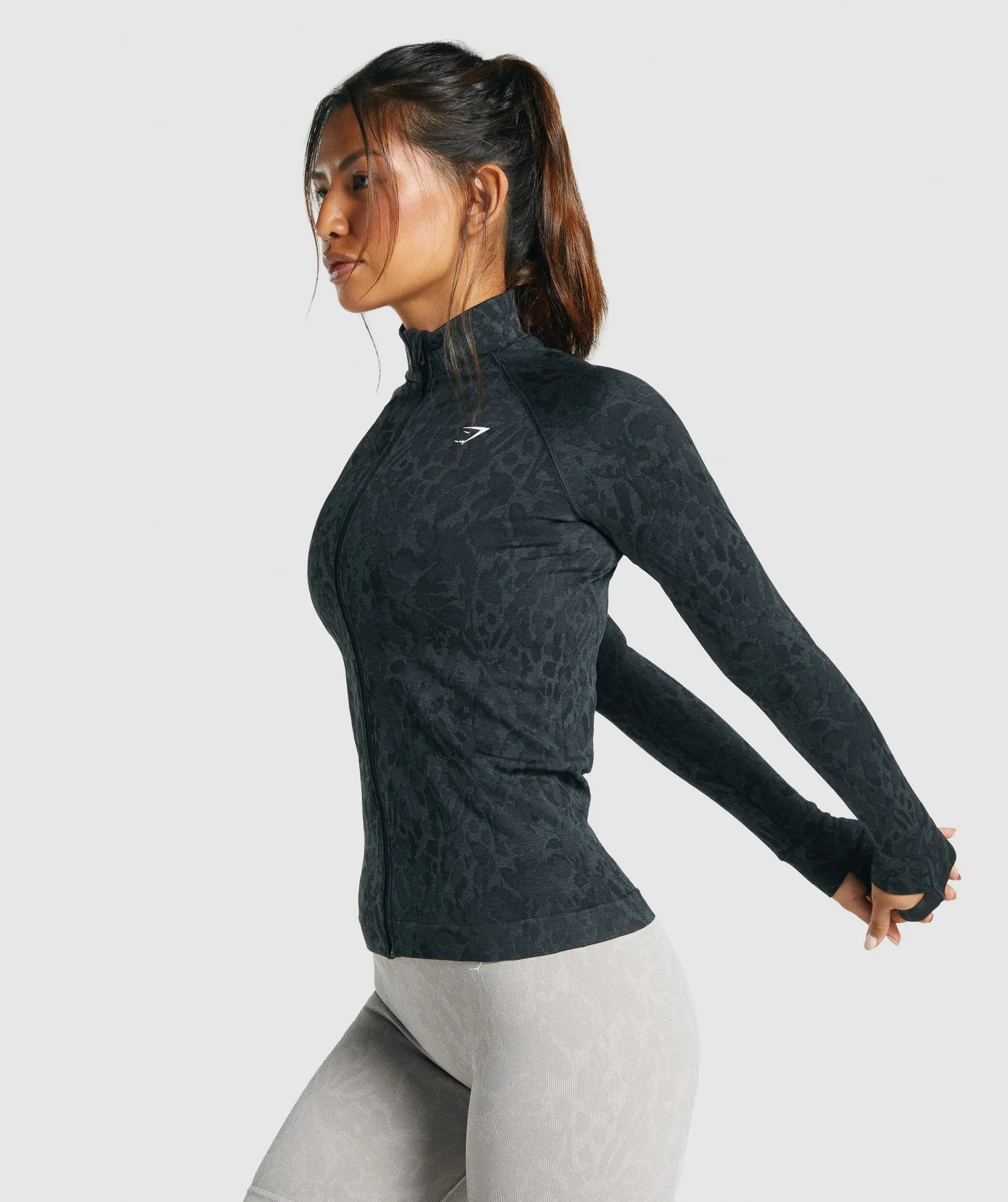 Gymshark Adapt Animal Seamless Zip Up - Butterfly | Black