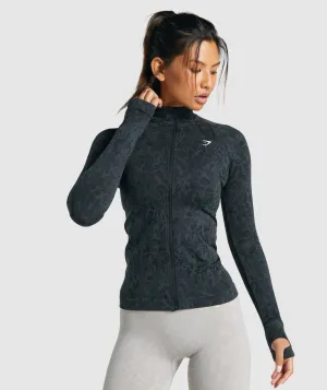 Gymshark Adapt Animal Seamless Zip Up - Butterfly | Black