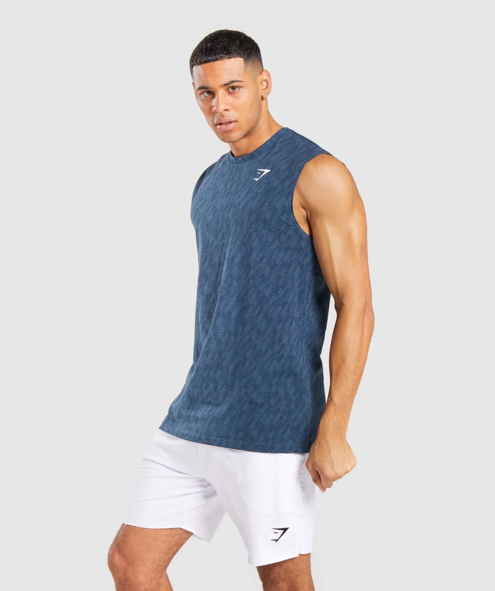 Gymshark Critical Sleeveless Tee - Teal Print