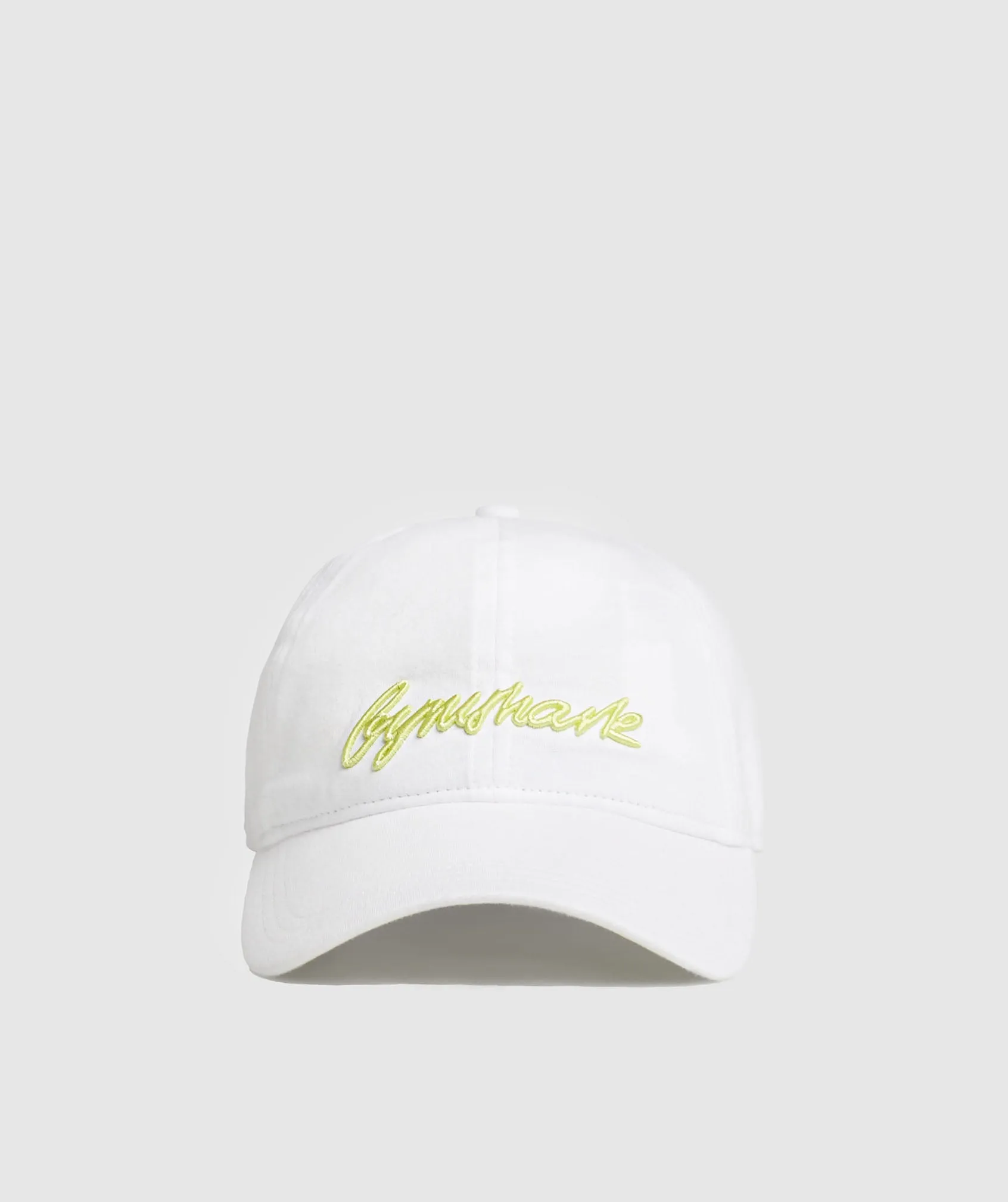 Gymshark Handwriting Baseball Cap - White/Firefly Green