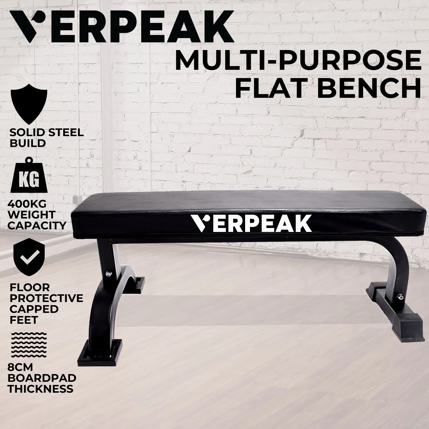 Heavy-Duty 400kg Flat Weight Bench with PU Leather