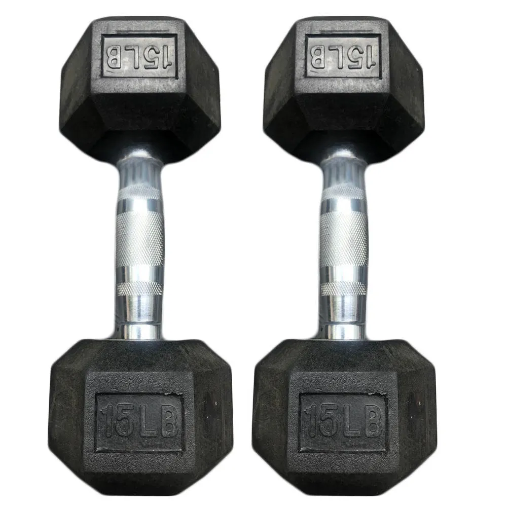 Hex Dumbbells with Rubber Ends  (5lb, 10lb, 15lb, 20lb)